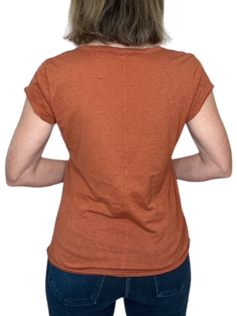 BAXTER V-NECK RAW EDGE TEE-TOFFEE - Kingfisher Road - Online Boutique