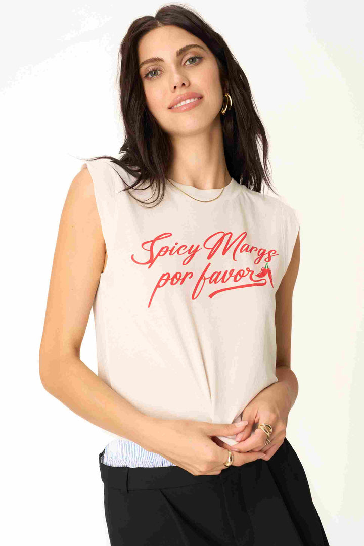 SPICY MARGS MUSCLE TANK-VINTAGE WHITE - Kingfisher Road - Online Boutique
