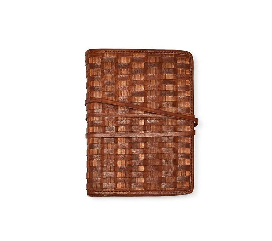 CHESTNUT 5"x7" LEATHER JOURNAL-SMALL WEAVE - Kingfisher Road - Online Boutique
