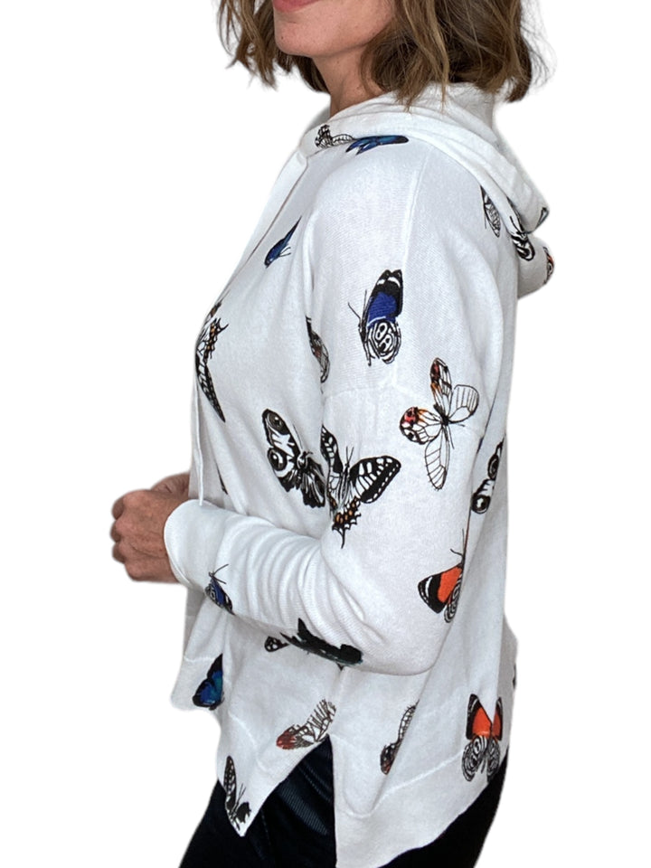 BUTTERFLY HOODIE SWEATER-WHITE - Kingfisher Road - Online Boutique