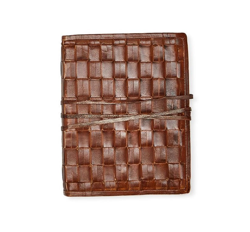 CHESTNUT 5"x7" LEATHER JOURNAL-BIG WEAVE - Kingfisher Road - Online Boutique