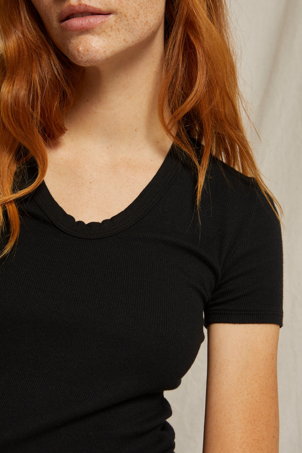 AVRIL RIBBED U-NECK TEE-TRUE BLACK - Kingfisher Road - Online Boutique