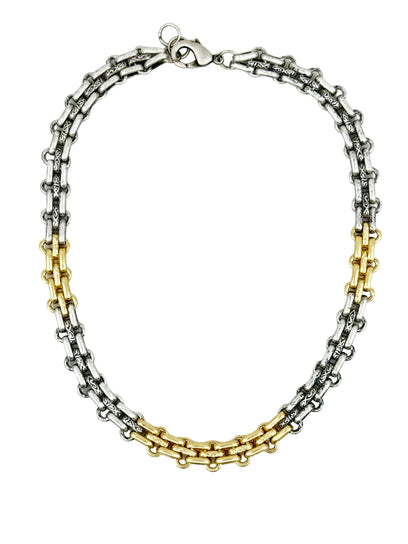 ROPO TWO-TONE HEAVLY LINK NECKLACE-SILVER/GOLD - Kingfisher Road - Online Boutique