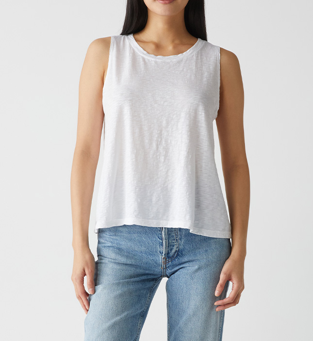 PICO WIDE CREW NECK TANK-WHITE - Kingfisher Road - Online Boutique