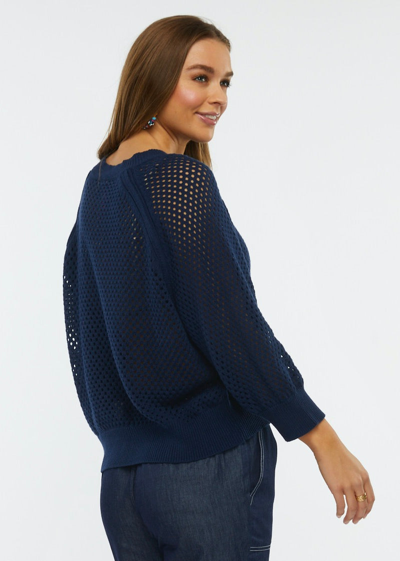 HOLEY TOP-NAVY - Kingfisher Road - Online Boutique