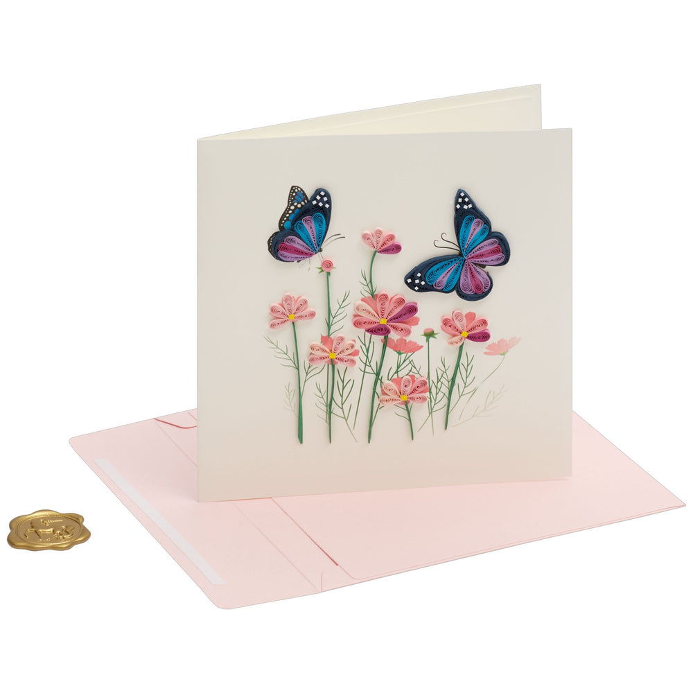 FLOWER BUTTERFLIES BIRTHDAY QUILLING CARD - Kingfisher Road - Online Boutique