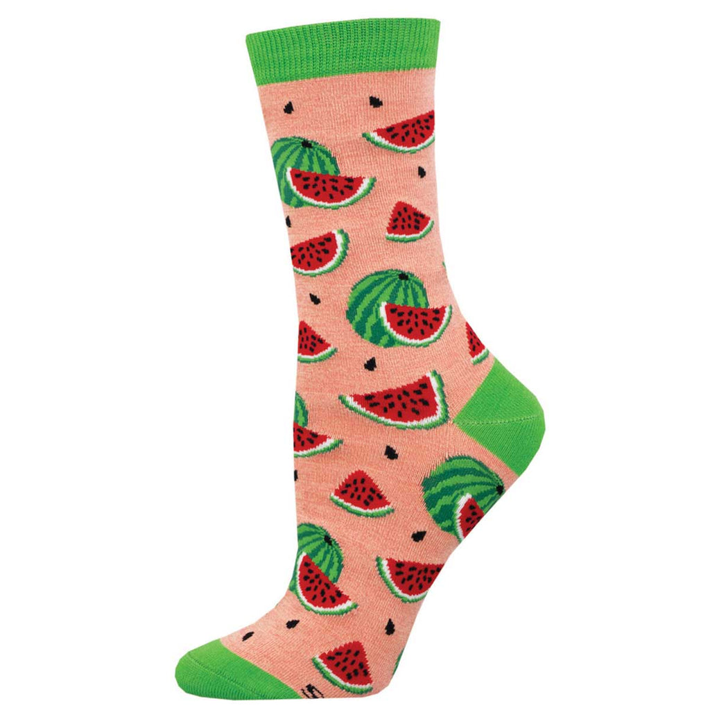 BAMBOO WATERMELON CREW SOCKS-PINK HEATHER - Kingfisher Road - Online Boutique
