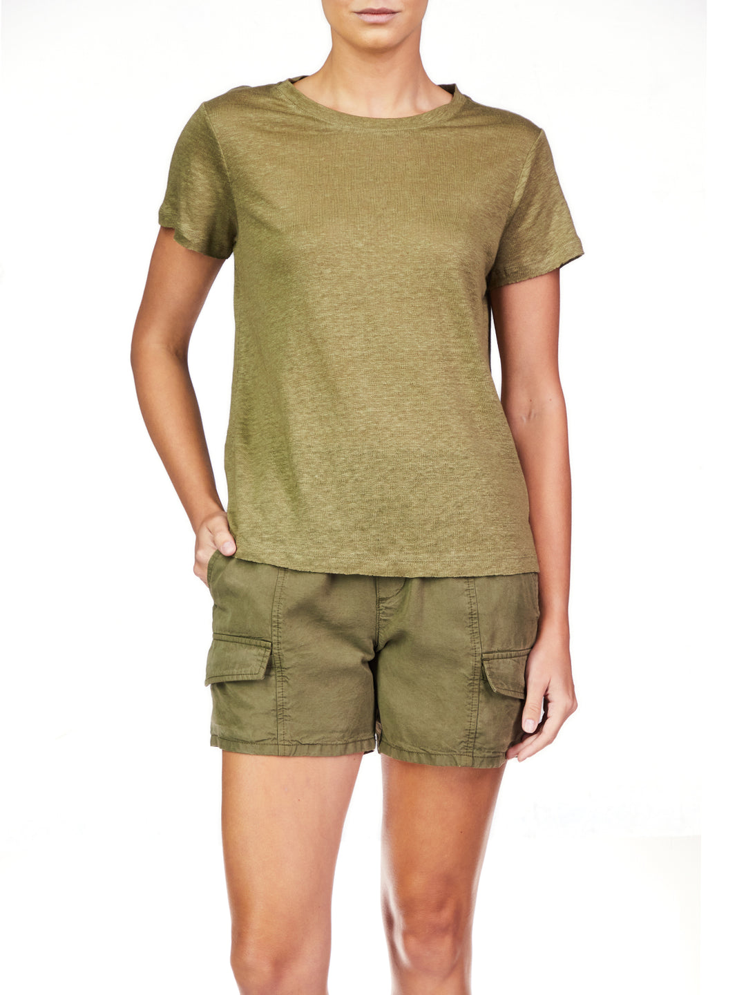 LINEN PERFECT TEE-BURNT OLIVE - Kingfisher Road - Online Boutique