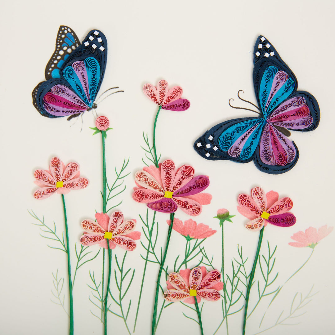 FLOWER BUTTERFLIES BIRTHDAY QUILLING CARD - Kingfisher Road - Online Boutique