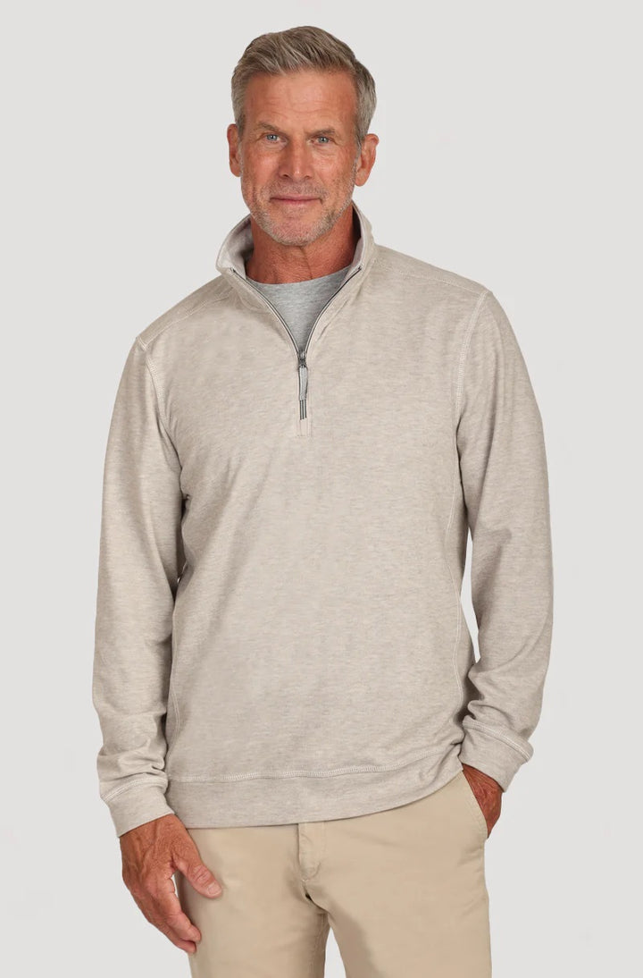 1/4 ZIP PULLOVER WITH CONTRAST - OATMEAL - Kingfisher Road - Online Boutique
