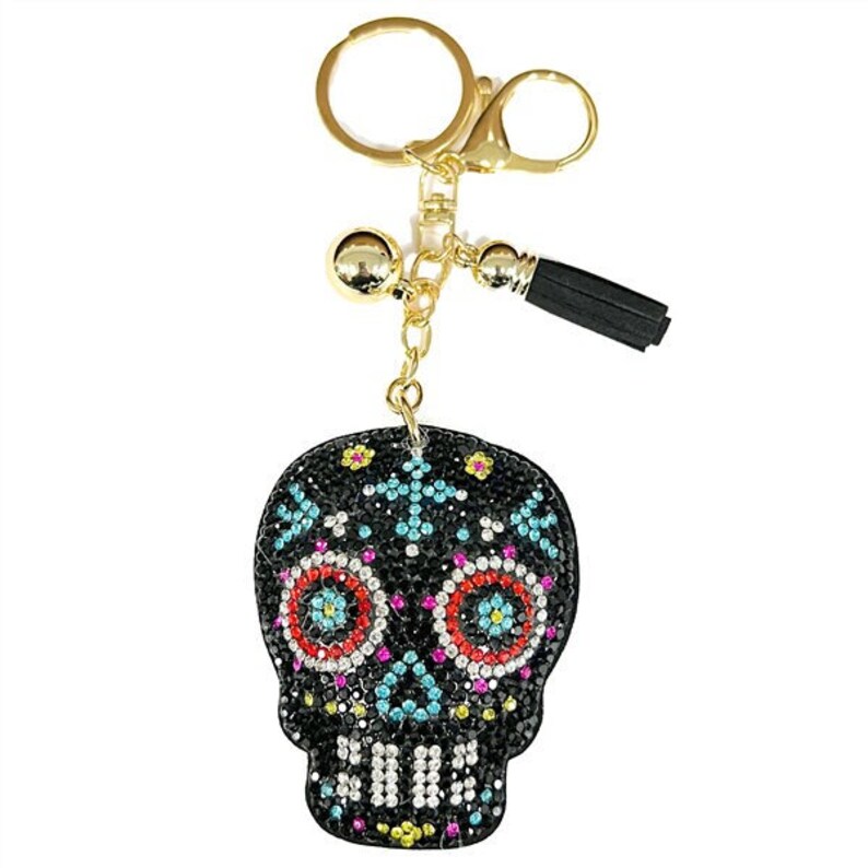 CRYSTAL SKULL KEY CHAIN-BLACK - Kingfisher Road - Online Boutique