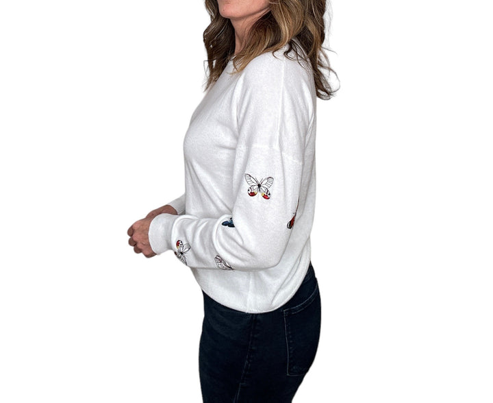CREW BUTTERFLY SWEATER-WHITE - Kingfisher Road - Online Boutique