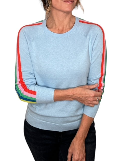 MULTI STRIPE CREW SWEATER-CRYSTAL - Kingfisher Road - Online Boutique