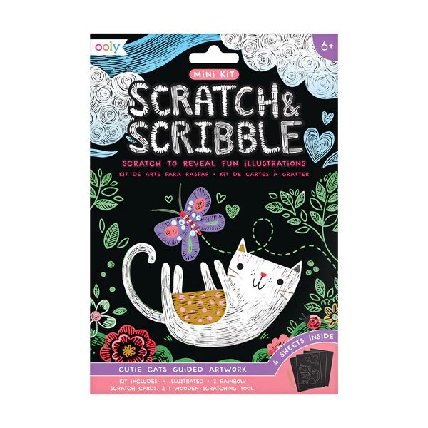 MINI SCRATCH & SCRIBBLE ART KIT-CUTIE CATS - Kingfisher Road - Online Boutique
