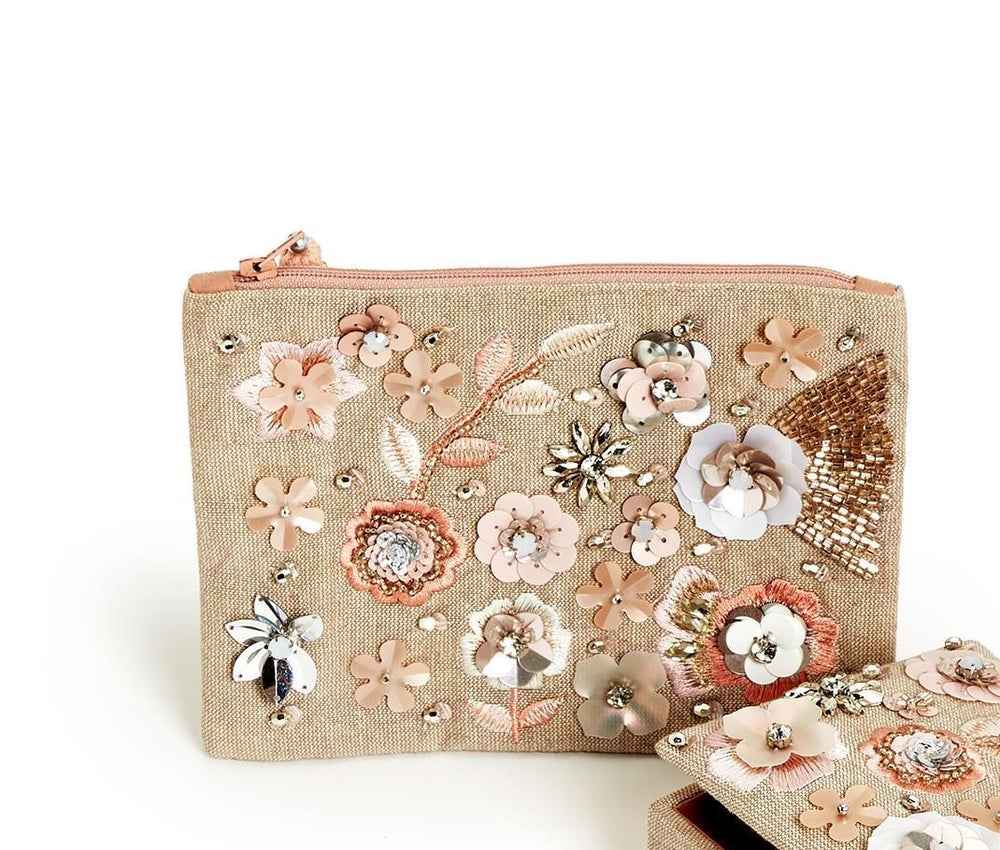 FLORAL EMBELLISHED MULTIPURPOSE POUCH - Kingfisher Road - Online Boutique
