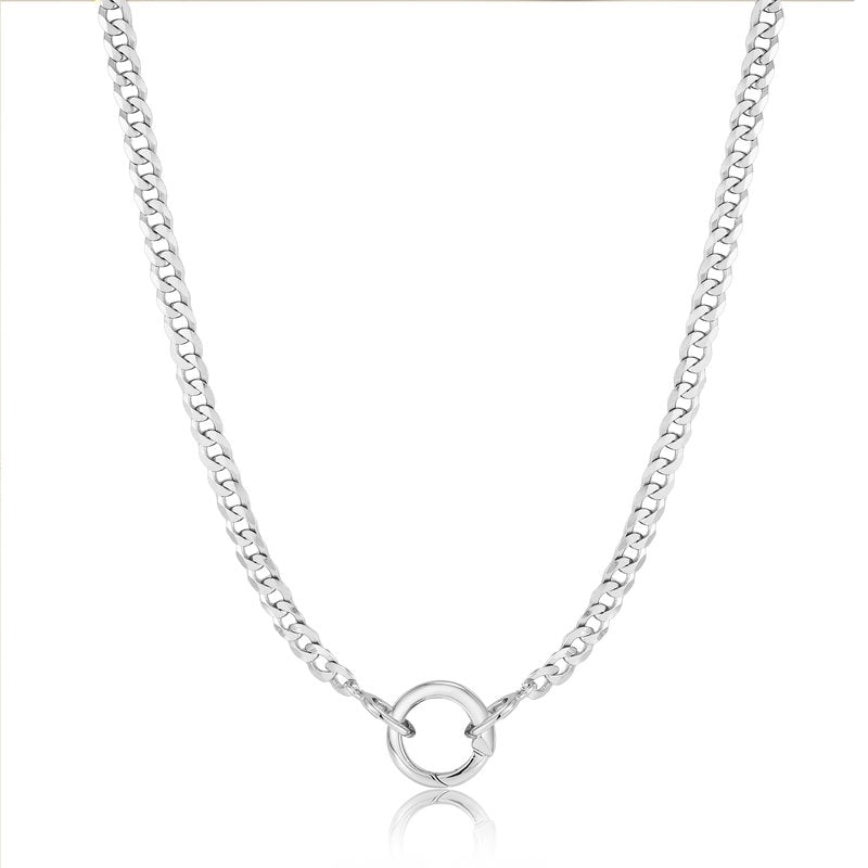 CURB CHARM CONNECTOR NECKLACE-SILVER - Kingfisher Road - Online Boutique