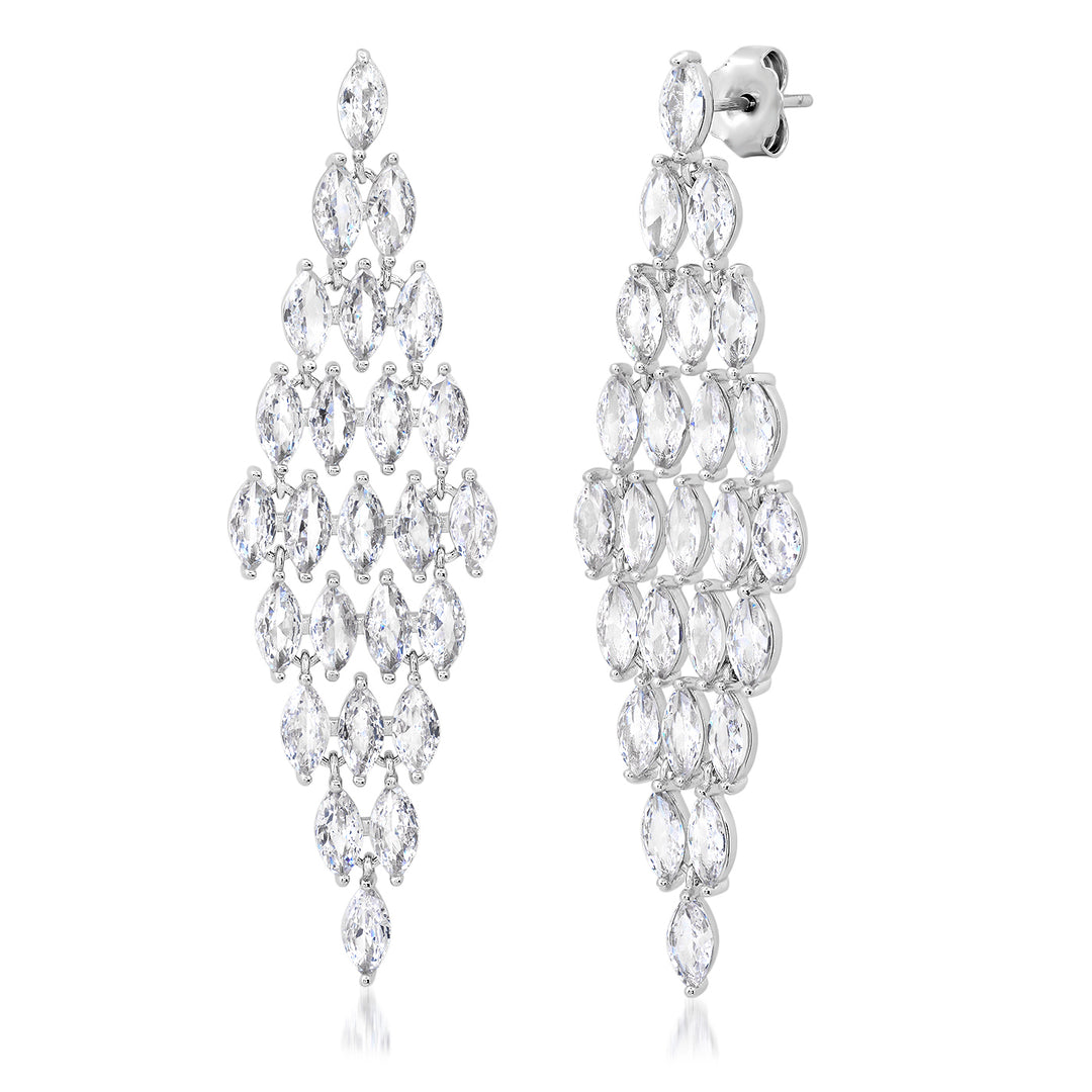 CASCADING MARQUIS EARRINGS-CLEAR - Kingfisher Road - Online Boutique