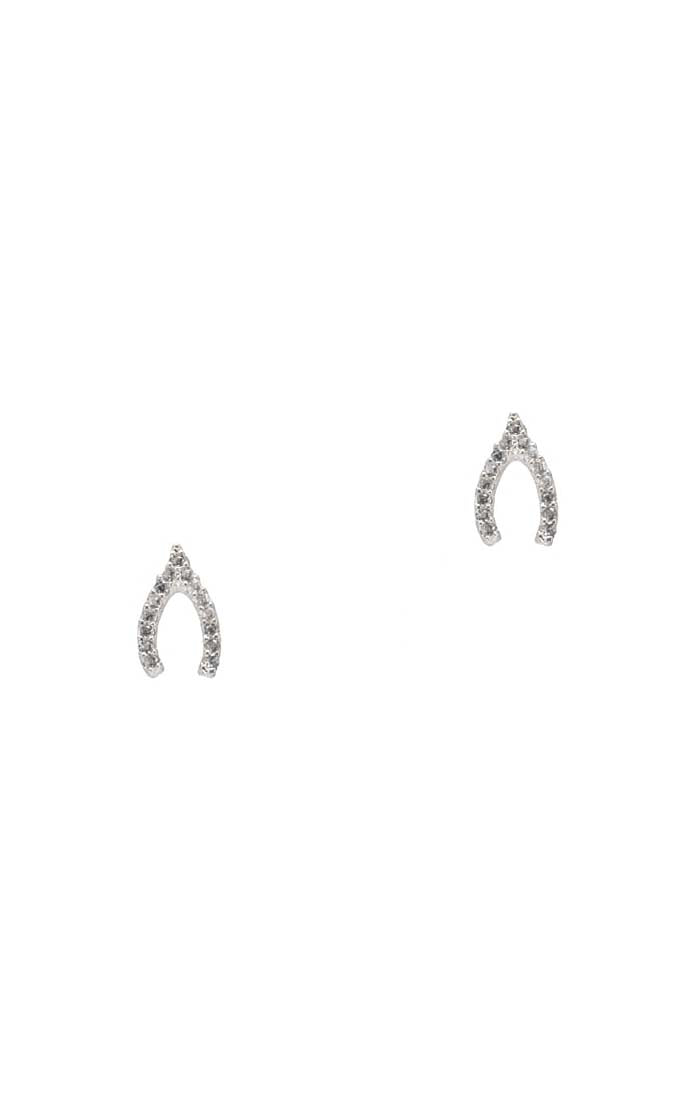 PAVE MINI WISHBONE EARRINGS - Kingfisher Road - Online Boutique