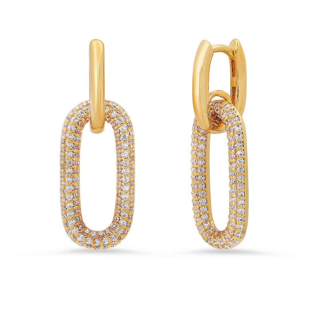 PAVE LINK DROP EARRING-GOLD - Kingfisher Road - Online Boutique