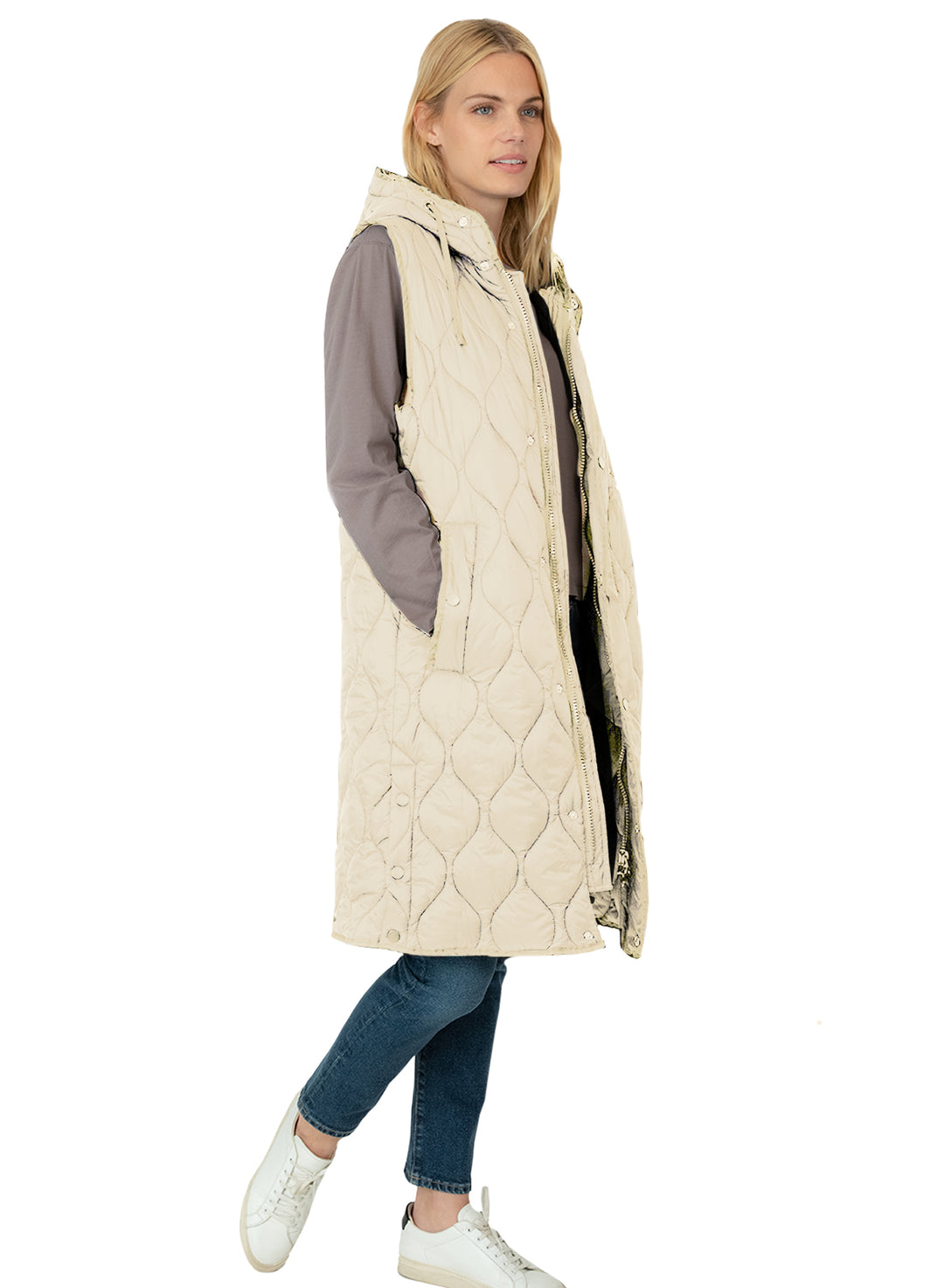 LONG FLIGHT PUFFER VEST - OFF WHITE - Kingfisher Road - Online Boutique
