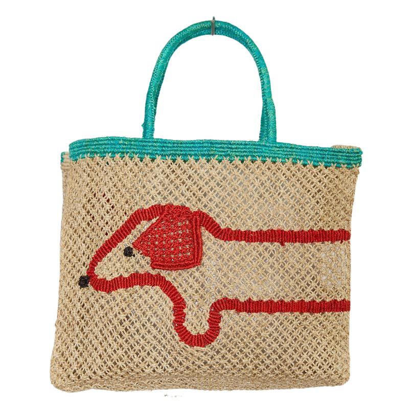 Sausage Bag in Natural and Scarlett, from The Jacksons