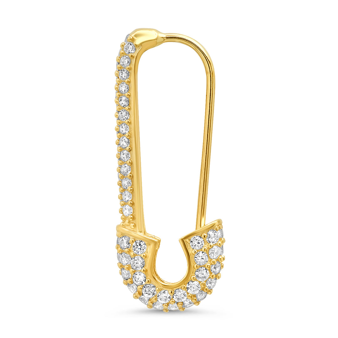 SINGULAR PAVE SAFETY PIN EARRING-GOLD - Kingfisher Road - Online Boutique