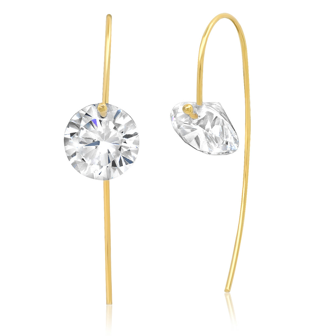 EAR THREADER WITH FLOATING CZ-GOLD - Kingfisher Road - Online Boutique