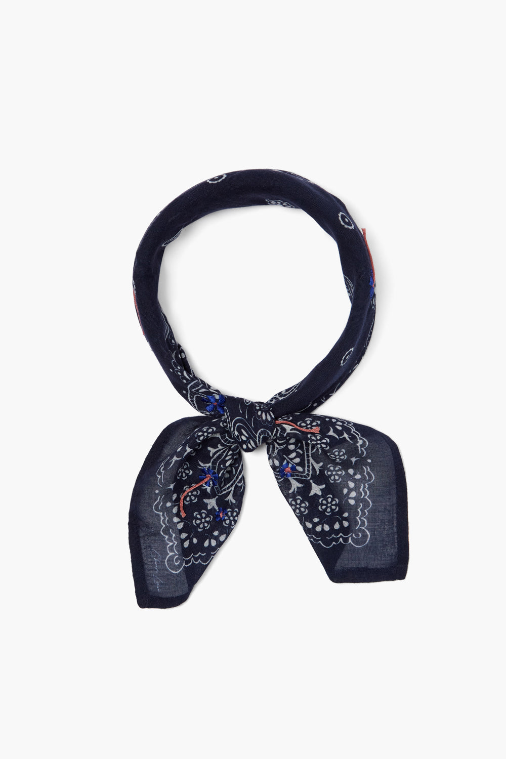 EMBROIDERED FLORAL BANDANA-DARK SAPPHIRE - Kingfisher Road - Online Boutique