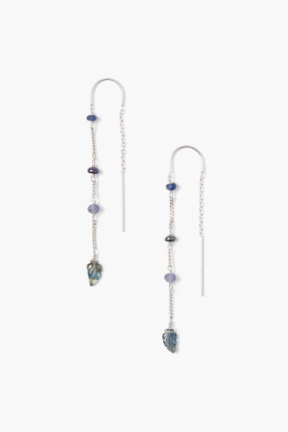 BLUE MIX THREADER EARRING Kingfisher Road Online Boutique