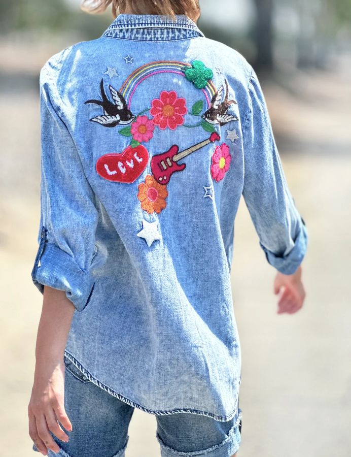 BIRDS OF A FEATHER SHIRT-DENIM - Kingfisher Road - Online Boutique