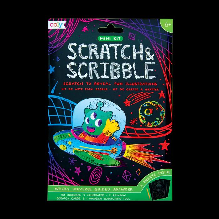 MINI SCRATCH & SCRIBBLE ART KIT-WACKY UNIVERSE - Kingfisher Road - Online Boutique