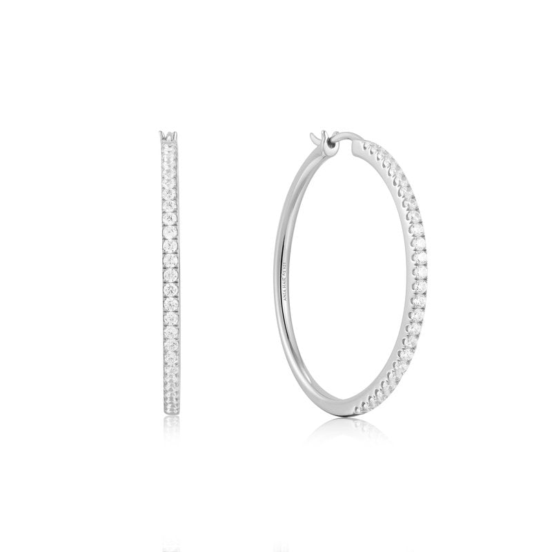 PAVE HOOP EARRINGS-SILVER - Kingfisher Road - Online Boutique