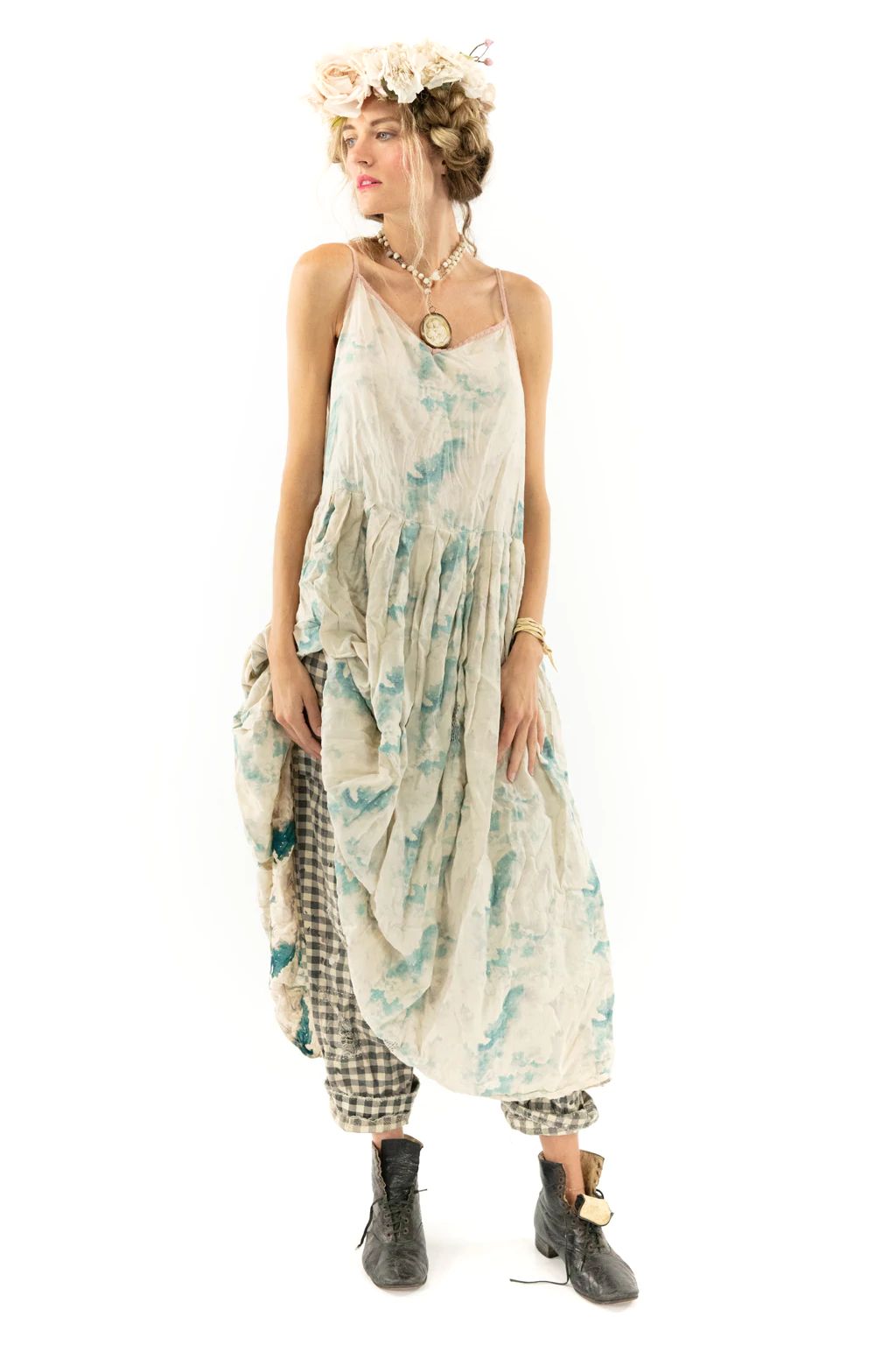 One top love tie dye heart maxi slip dress