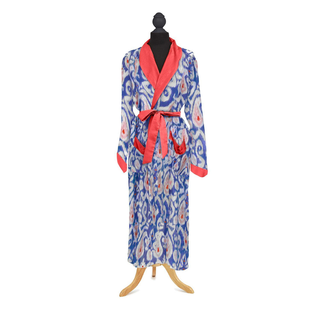 IKAT PRINT ROBE GOWN WITH TIE - Kingfisher Road - Online Boutique