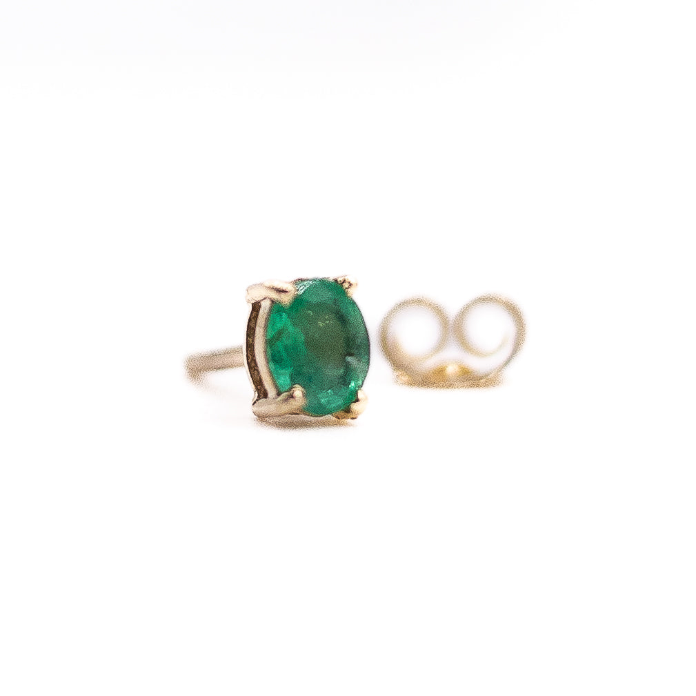 .215ct 14K YG EMERALD OVAL STUD - Kingfisher Road - Online Boutique