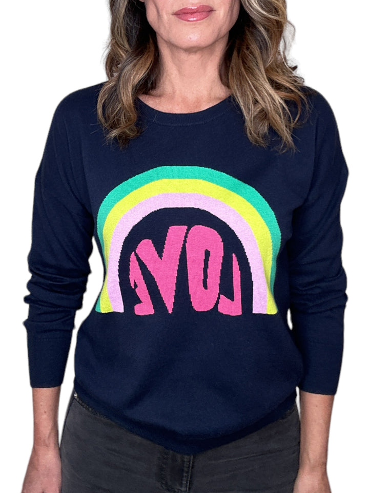LOVE CREW SWEATER-NAVY - Kingfisher Road - Online Boutique
