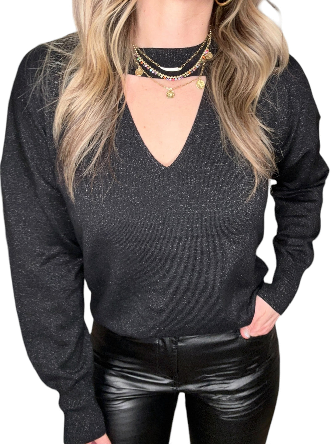 CUT-OUT SWEATER-BLACK - Kingfisher Road - Online Boutique