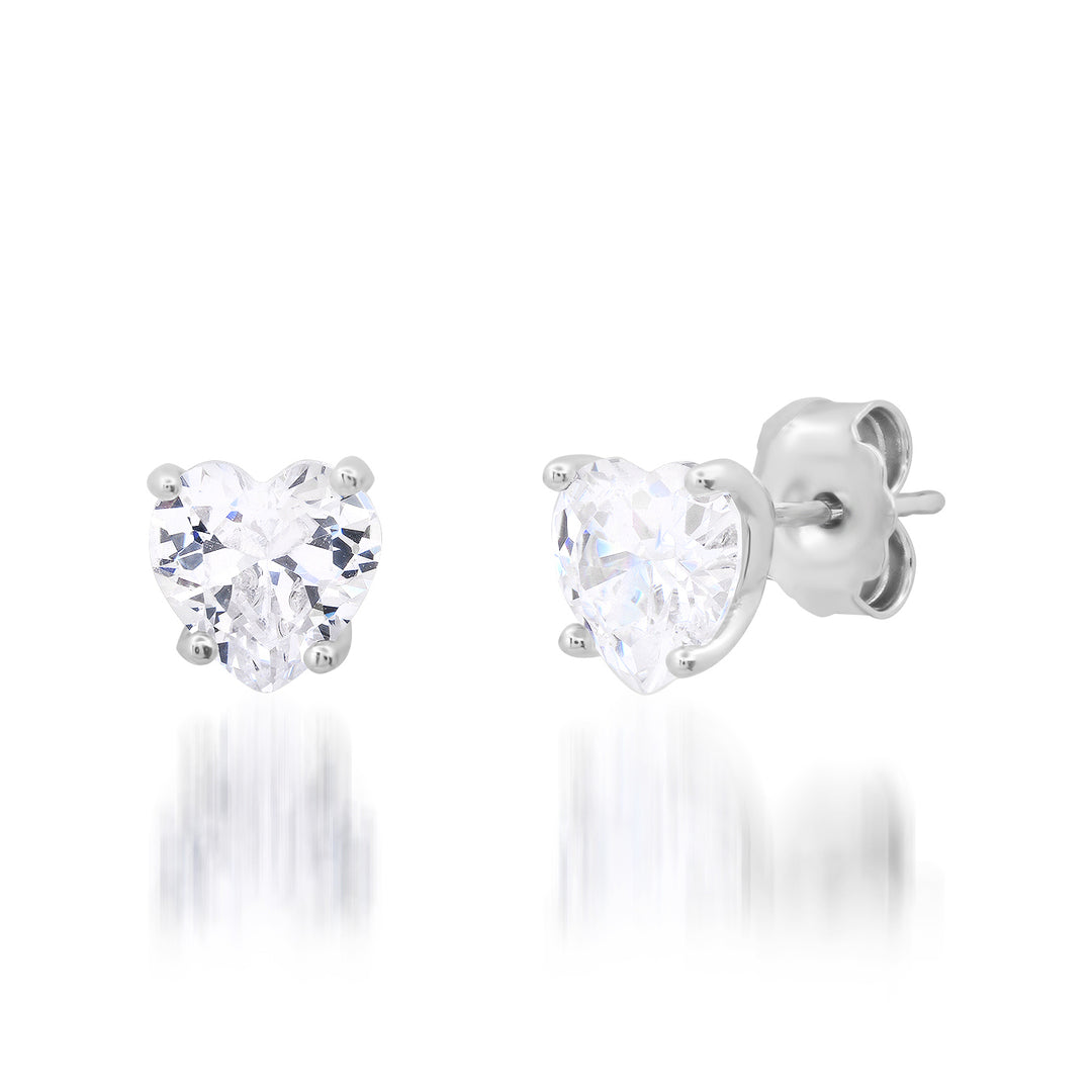 CZ HEART STUDS-CLEAR - Kingfisher Road - Online Boutique