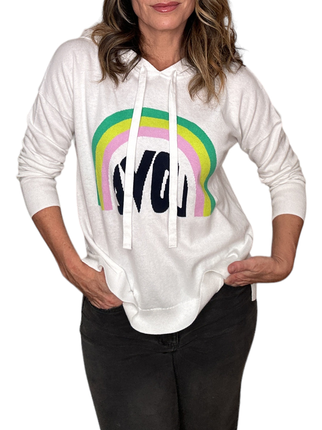 LOVE HOODIE SWEATER-WHITE - Kingfisher Road - Online Boutique