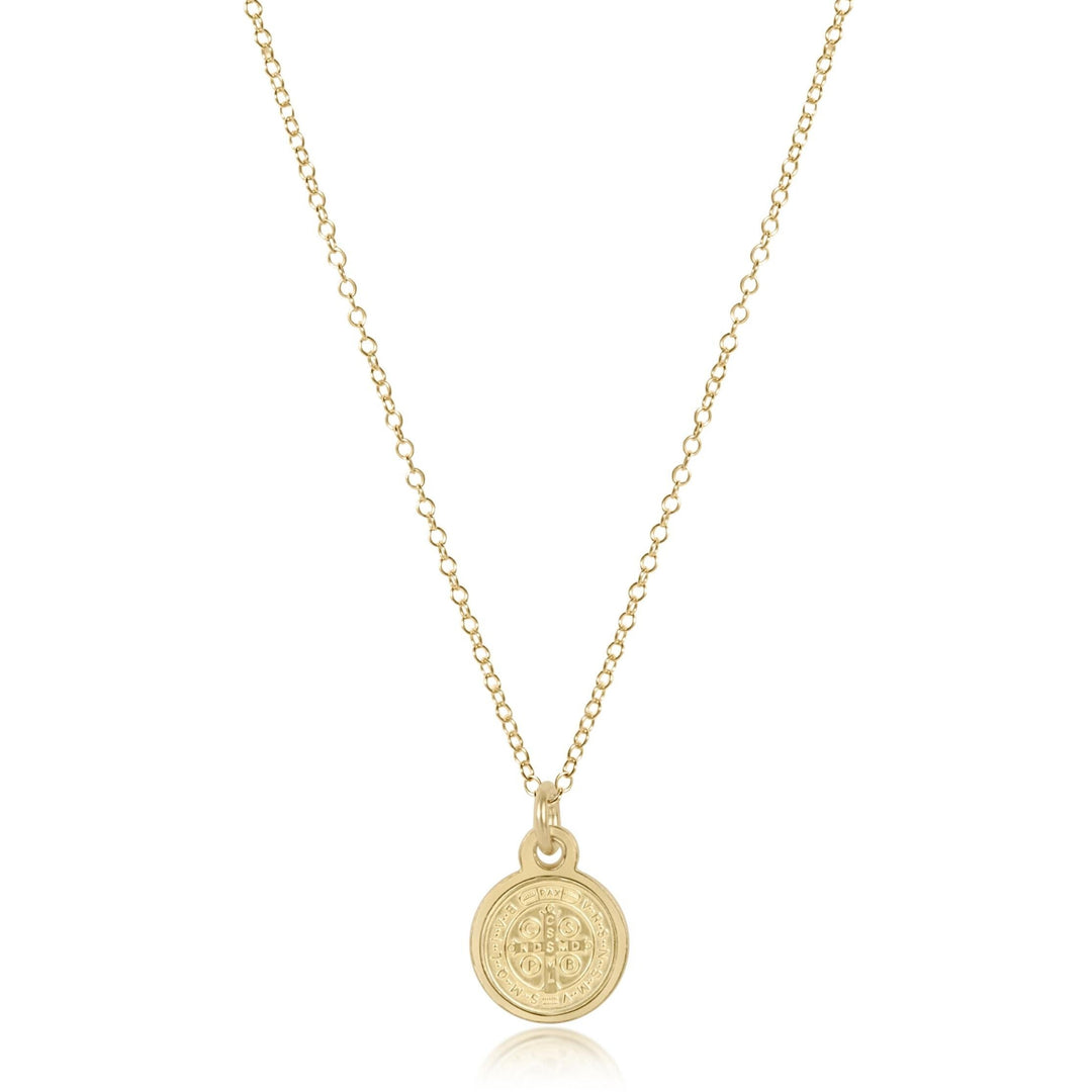 16" NECKLACE BLESSING SMALL DISC-GOLD - Kingfisher Road - Online Boutique