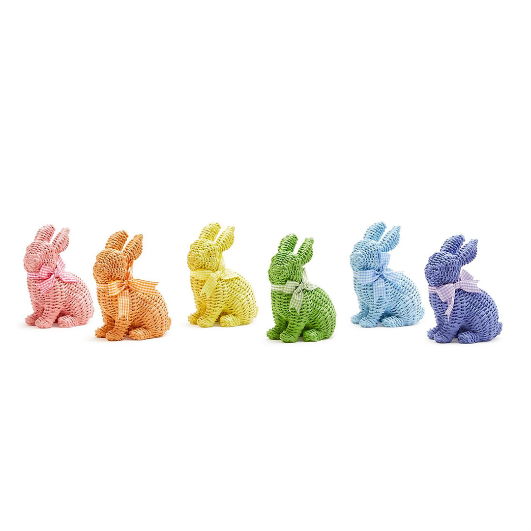 BASKET WEAVE PATTERN EASTER BUNNY WITH BOW - Kingfisher Road - Online Boutique