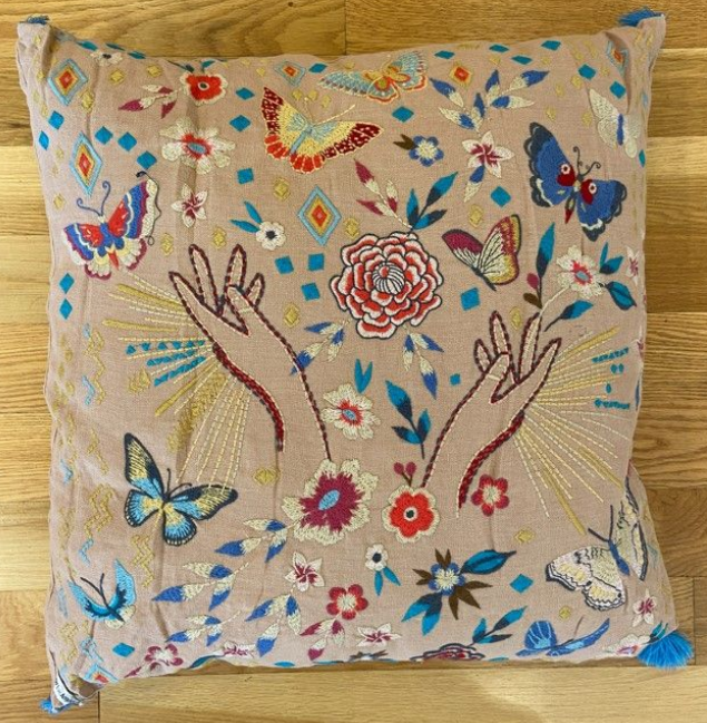 MARIPOSA LINEN EMBROIDERED PILLOW - Kingfisher Road - Online Boutique
