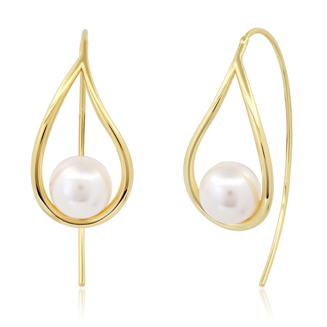 TEARDROP FRENCH WIRE EARRINGS WITH LARGE PEARL-GOLD - Kingfisher Road - Online Boutique