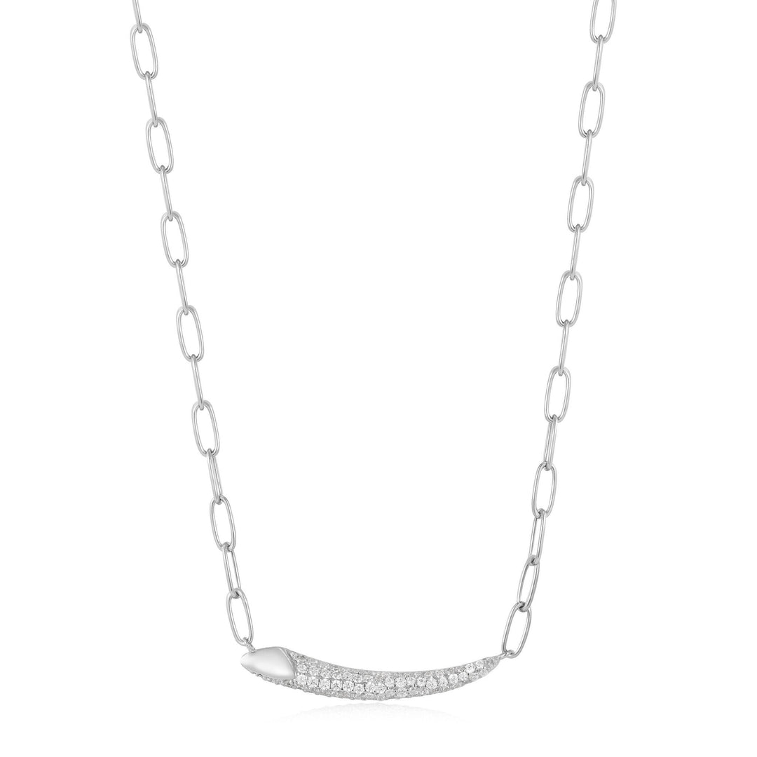 PAVE BAR CHAIN NECKLACE-SILVER - Kingfisher Road - Online Boutique