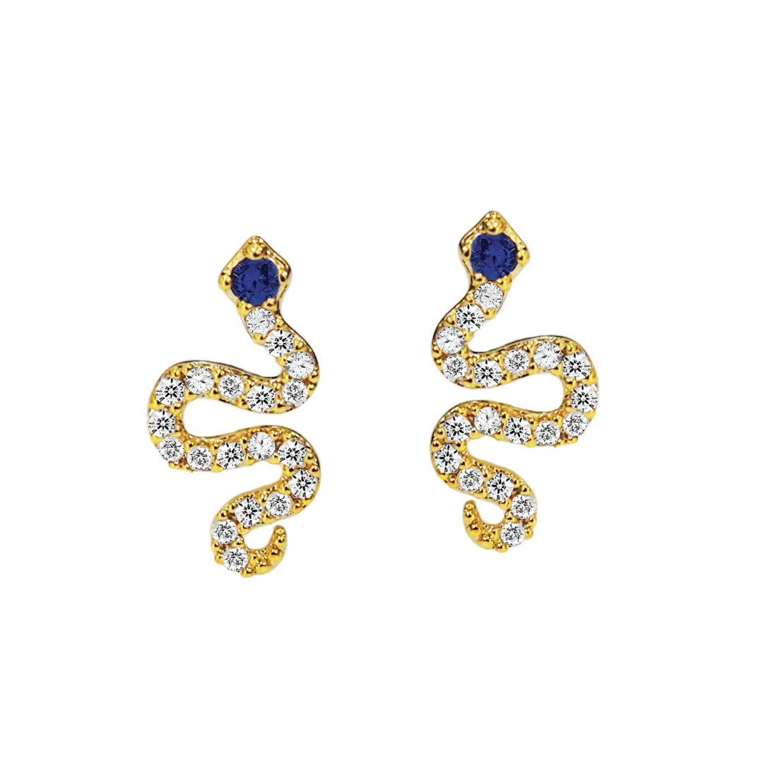 PAVE CZ SNAKE STUDS WITH BLUE MONTANA EYES - Kingfisher Road - Online Boutique