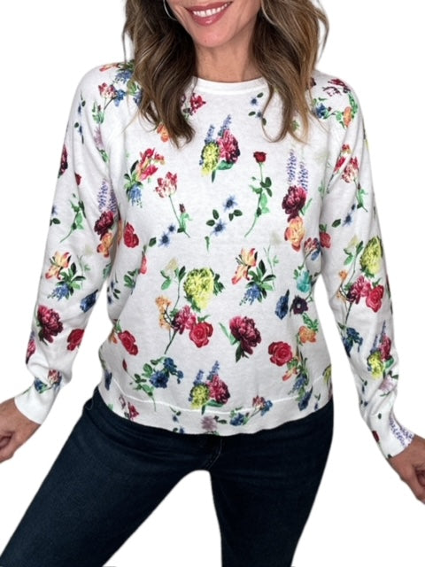 CREW FLORAL SWEATER-WHITE - Kingfisher Road - Online Boutique