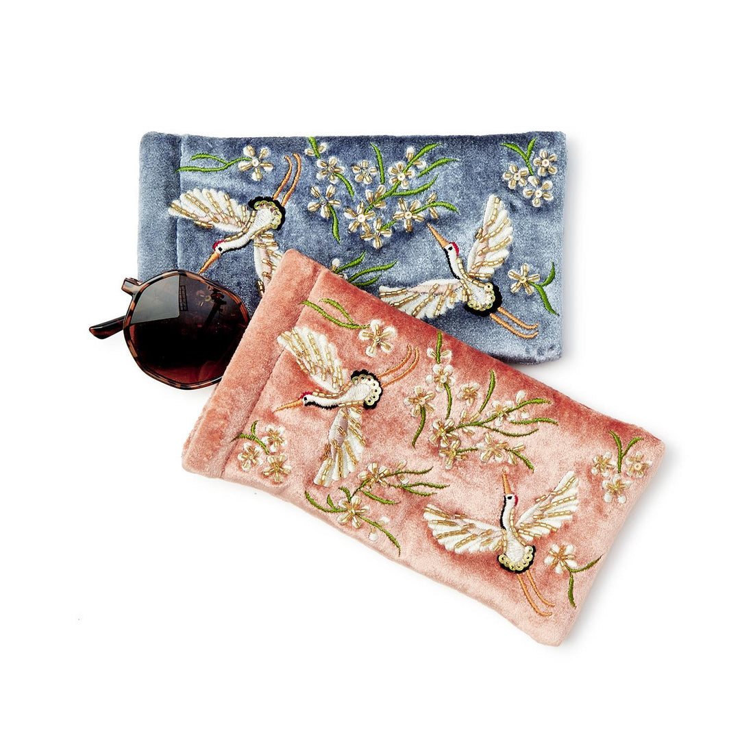HERON EMBROIDERED AND EMBELLISHED GLASSES CASE - Kingfisher Road - Online Boutique