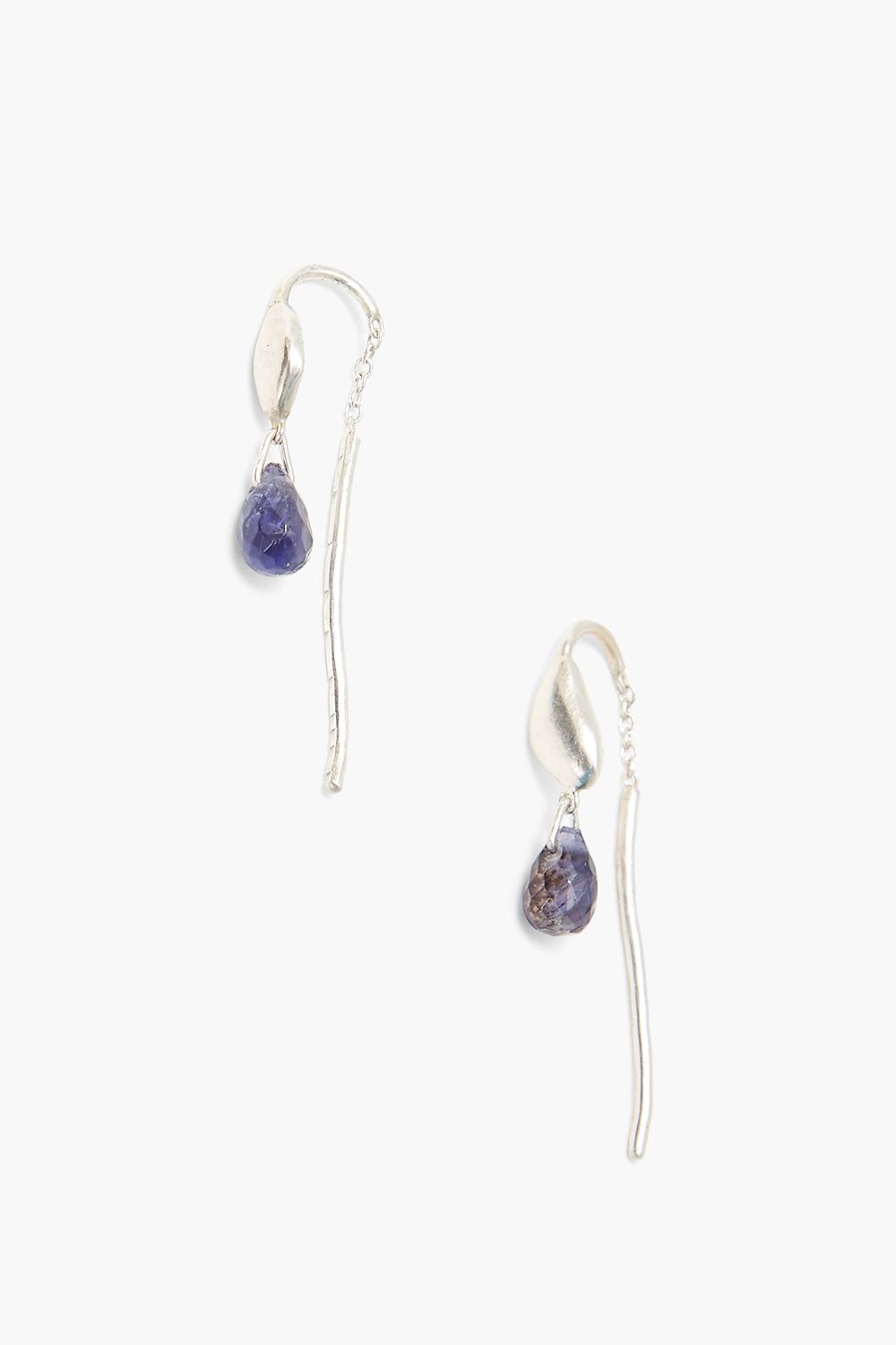 IOLITE U BAR THREADER EARRING Kingfisher Road Online Boutique