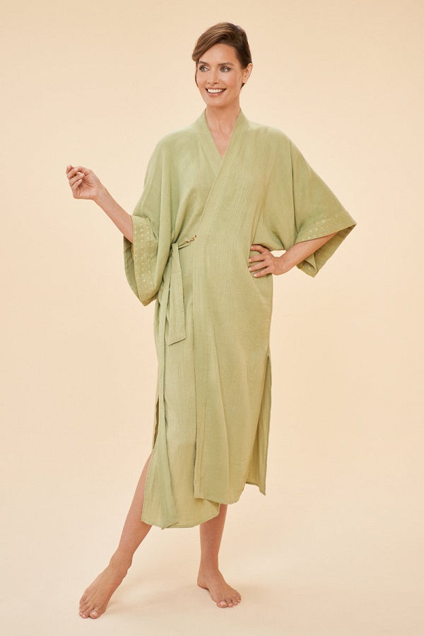 ORGANIC COTTON RETREAT GOWN-OLIVE - Kingfisher Road - Online Boutique