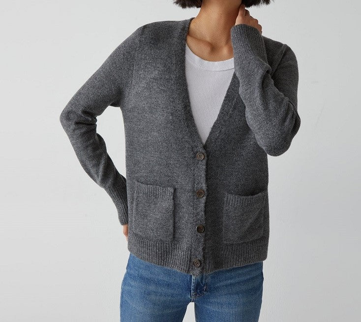 IGGY CARDIGAN W/ PATCH POCKETS-CHARCOAL - Kingfisher Road - Online Boutique